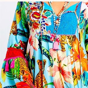 Vibrant Floral and Animal Print Debbie Katz South Beach Tunic Dress